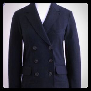 J.Crew Thandie Double Breated Unlined Black Wool Blazer Size 2